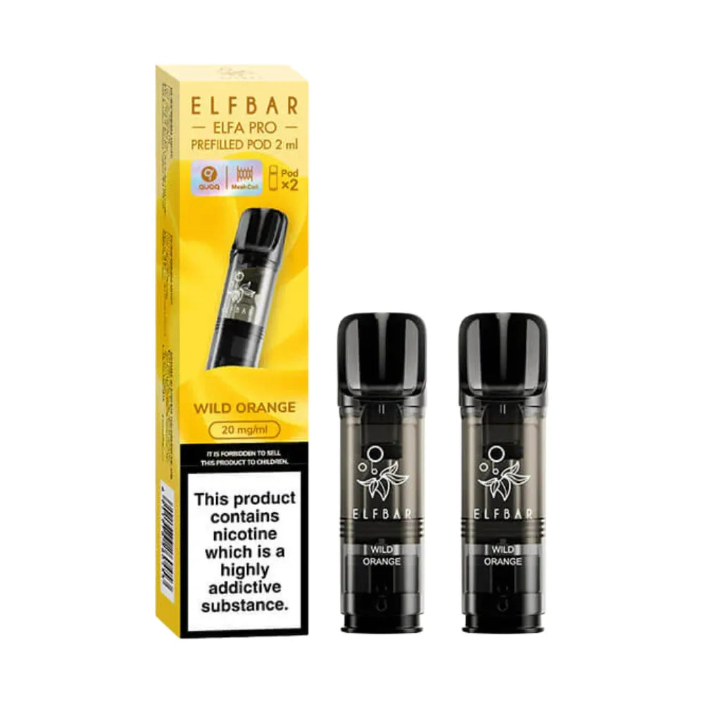 Elf Bar - elfa pro vape pods and packaging on a white background