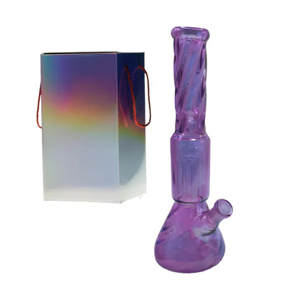 Purple glass water pipe with a gradient box on a white background