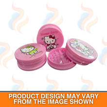 Pink grinder with cartoon designs on a white background
