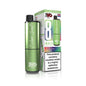 Green vape device with packaging on a white background