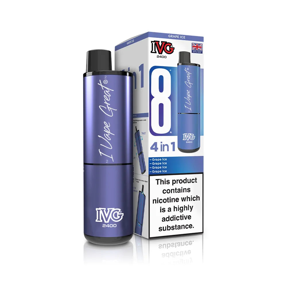 IVG vape device and packaging on a white background