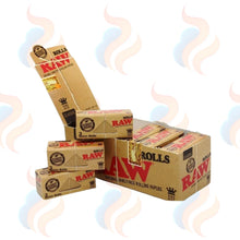 Stack of Raw rolling paper boxes on a white background 3 meter 12 pack