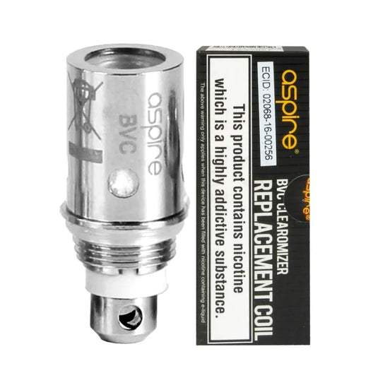 aspire bvc coil and packaging on a white background