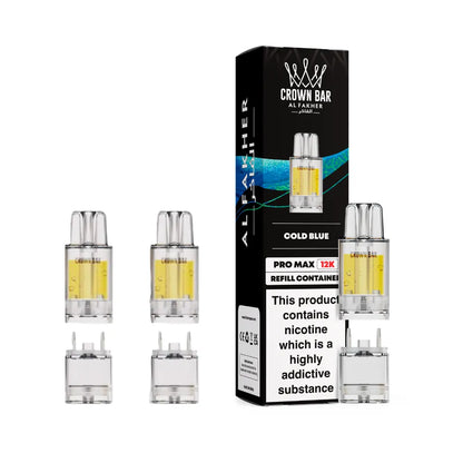 Crown Bar Al fakher vape refills and packaging on a white background