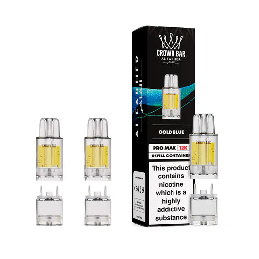 Crown Bar Al fakher vape refills and packaging on a white background