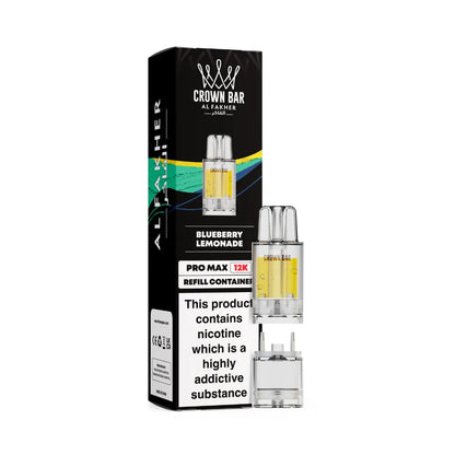 Al Fakher Crown Bar vape refills with packaging on a white background