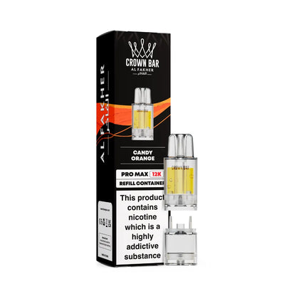 Al Fakher Crown Bar vape refills with packaging on a white background
