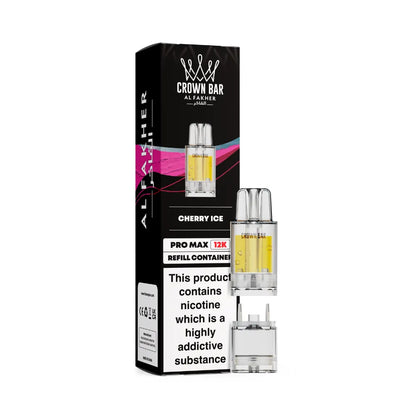 Al Fakher Crown Bar vape refills with packaging on a white background