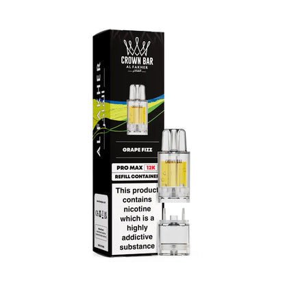 Al Fakher Crown Bar vape refills with packaging on a white background
