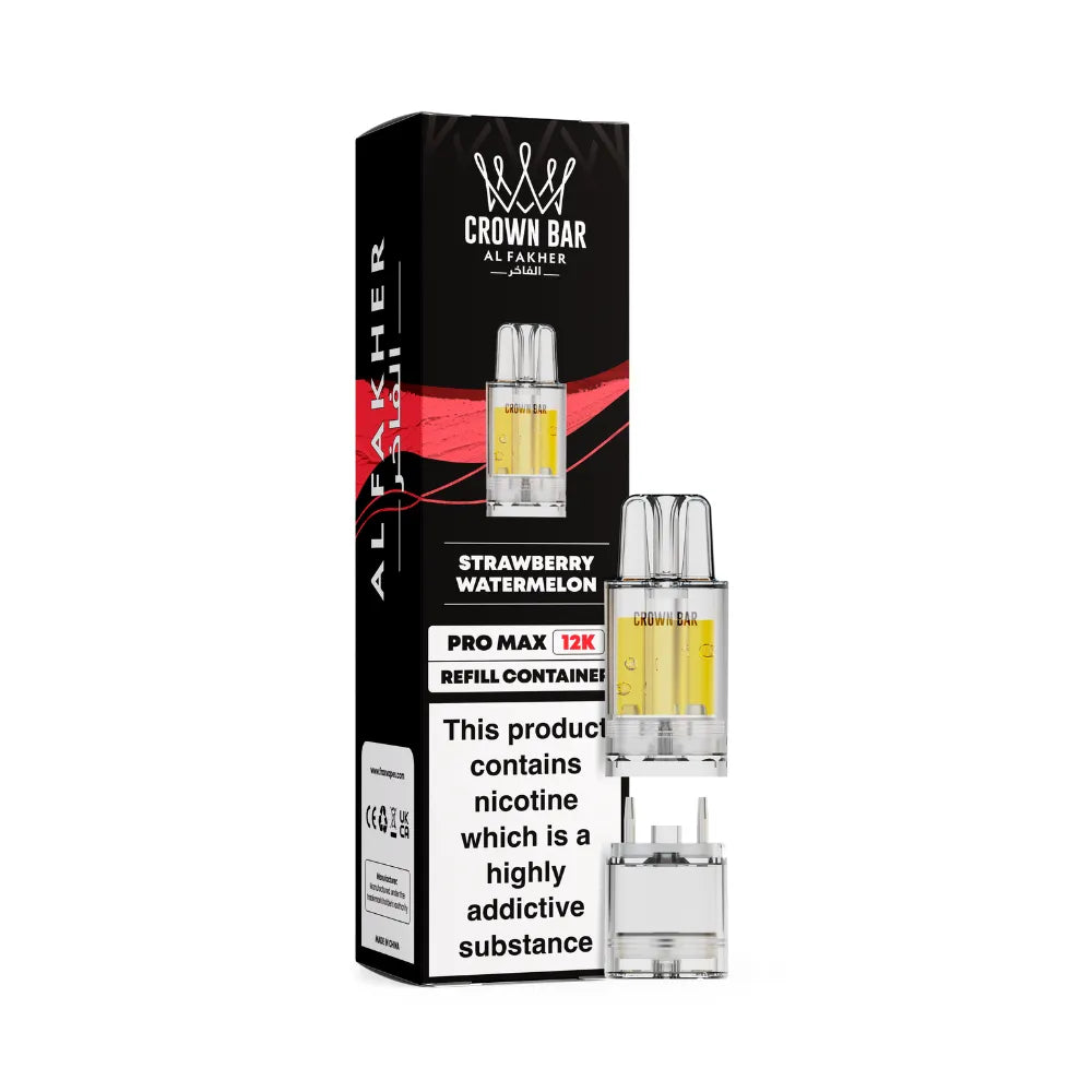 Al Fakher Crown Bar vape refills with packaging on a white background