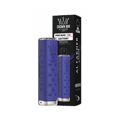Purple vape battery with packaging on a white background