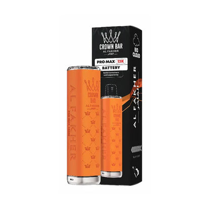 Orange vape battery and black packaging with 'Al Fakher' branding on a white background