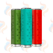 Three colourful vape devices with 'Al Fakher' branding on a white background