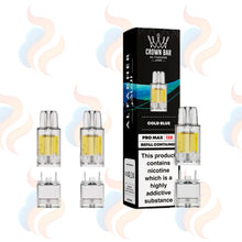 Three Al Fakher Crown Bar Pro Max refill pods beside packaging on a white background