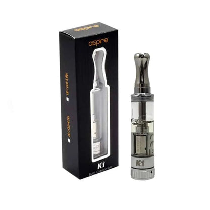 Aspire K2 tank next to its packaging on a white background