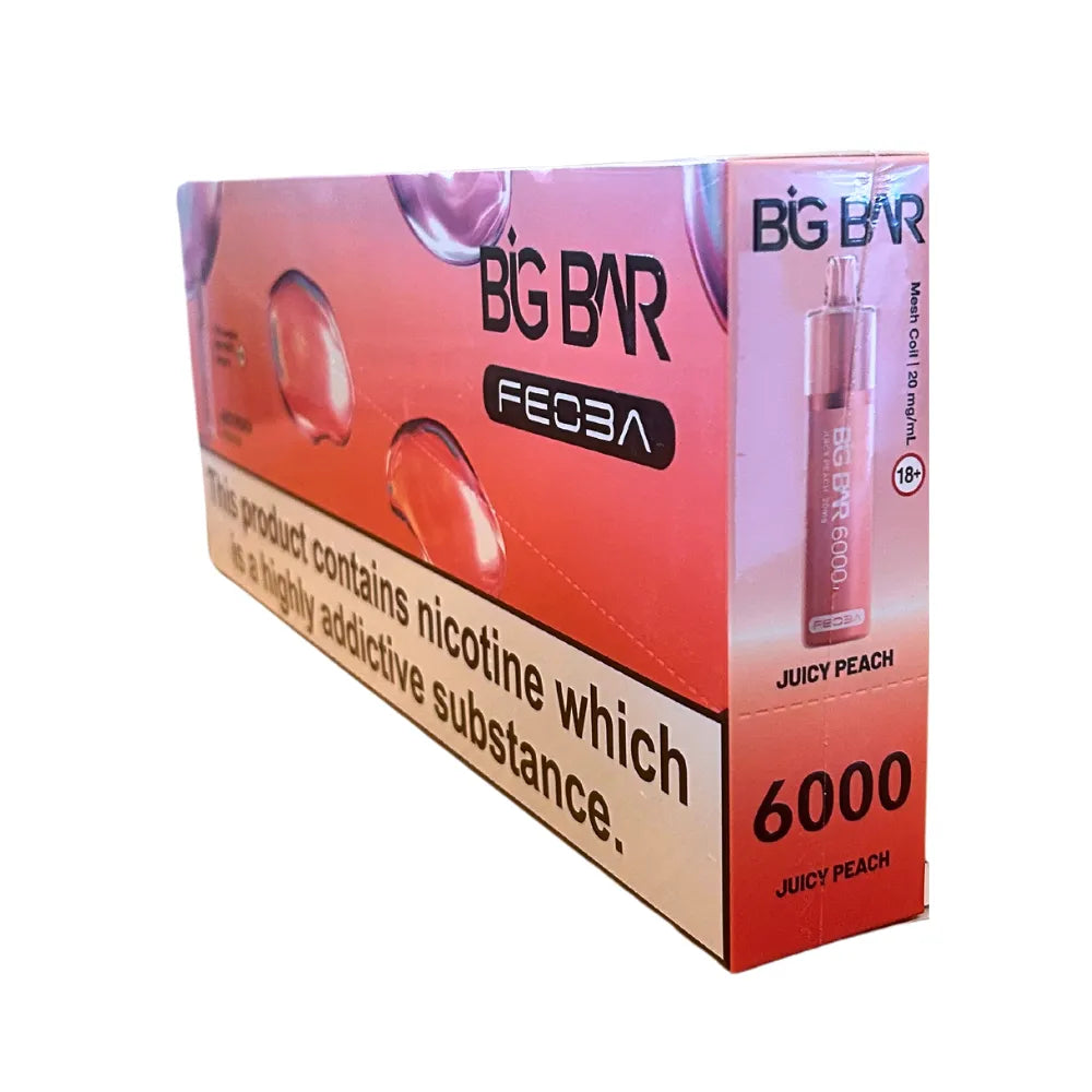 Box of 5 - Feoba Big Bar 6000 - Juicy Peach