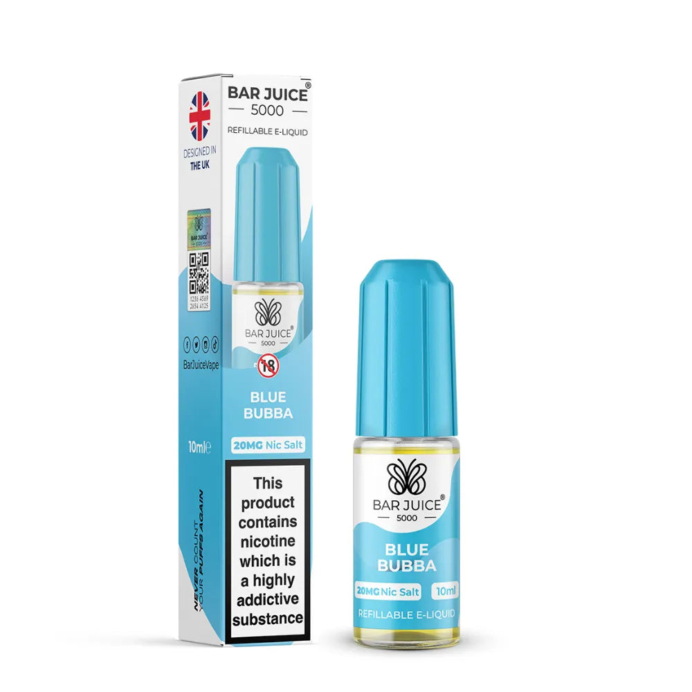 Bar Juice Blue Bubba e-liquid bottle and packaging on a white background