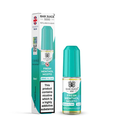 Bar Juice Fresh Menthol Mojito e-liquid bottle and packaging on a white background