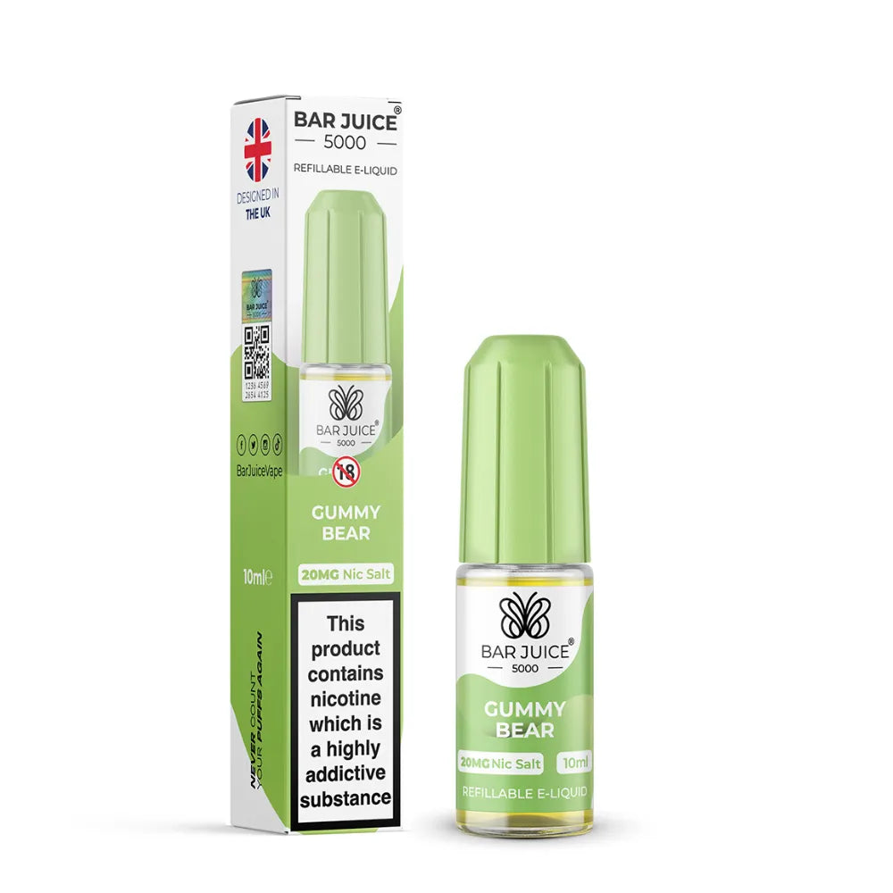 Bar Juice Gummy Bear e-liquid bottle and packaging on a white background