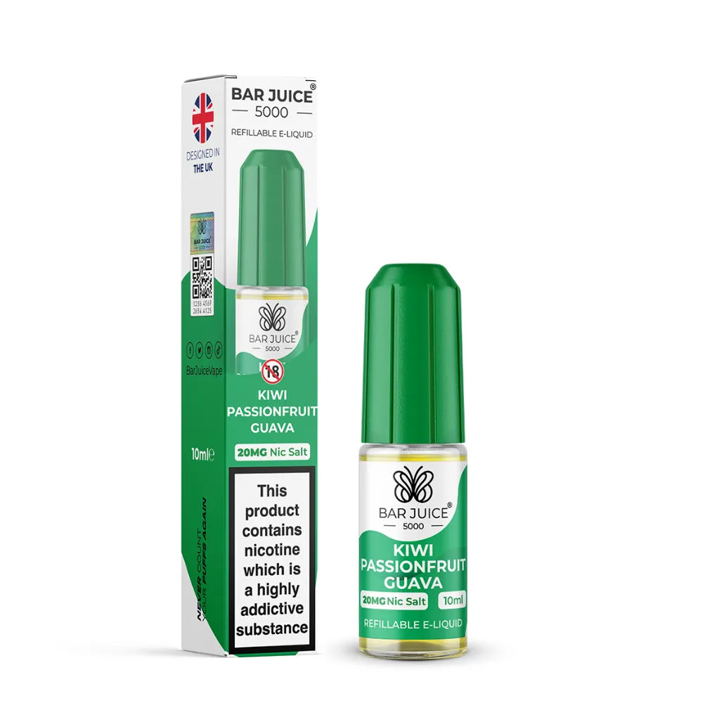 Bar Juice Kiwi Passionfruit Guava e-liquid bottle and packaging on a white background