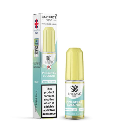 Bar Juice Pineapple Coconut e-liquid bottle and packaging on a white background