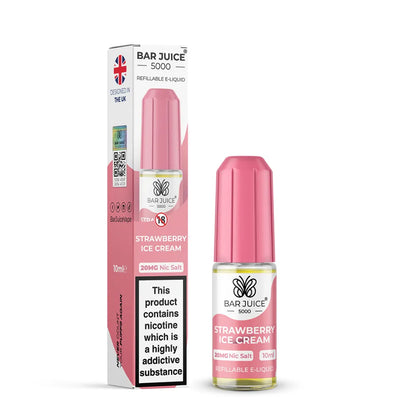 Bar Juice 5000 Strawberry Ice Cream e-liquid bottle and packaging on a white background