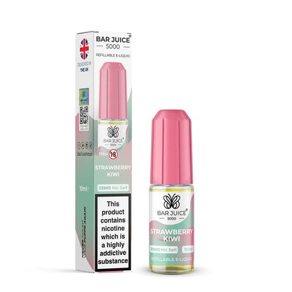 Bar Juice 5000 Strawberry Kiwi e-liquid bottle and packaging on a white background