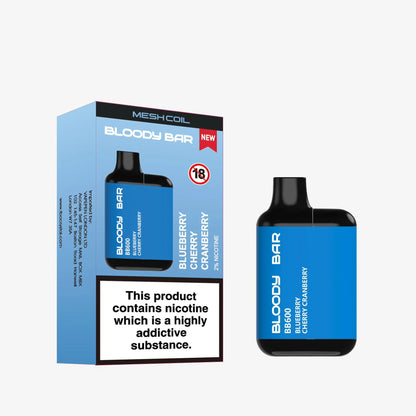 Bloody Bar vape device and packaging on a white background
