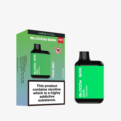 Green Bloody Bar vape device and packaging on a white background