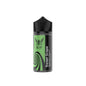 Bottle of Sweet Grape vape juice with green label on a white background