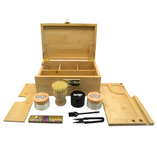 Chongz wooden gift box kit with various smoking accessories and containers on a white background