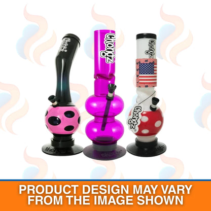 Three colourful bong-like products with 'Chongz' branding on a white background.