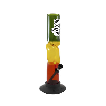 Chongz 30cm "Lite and Day" Rasta ice straight Bong on a white background