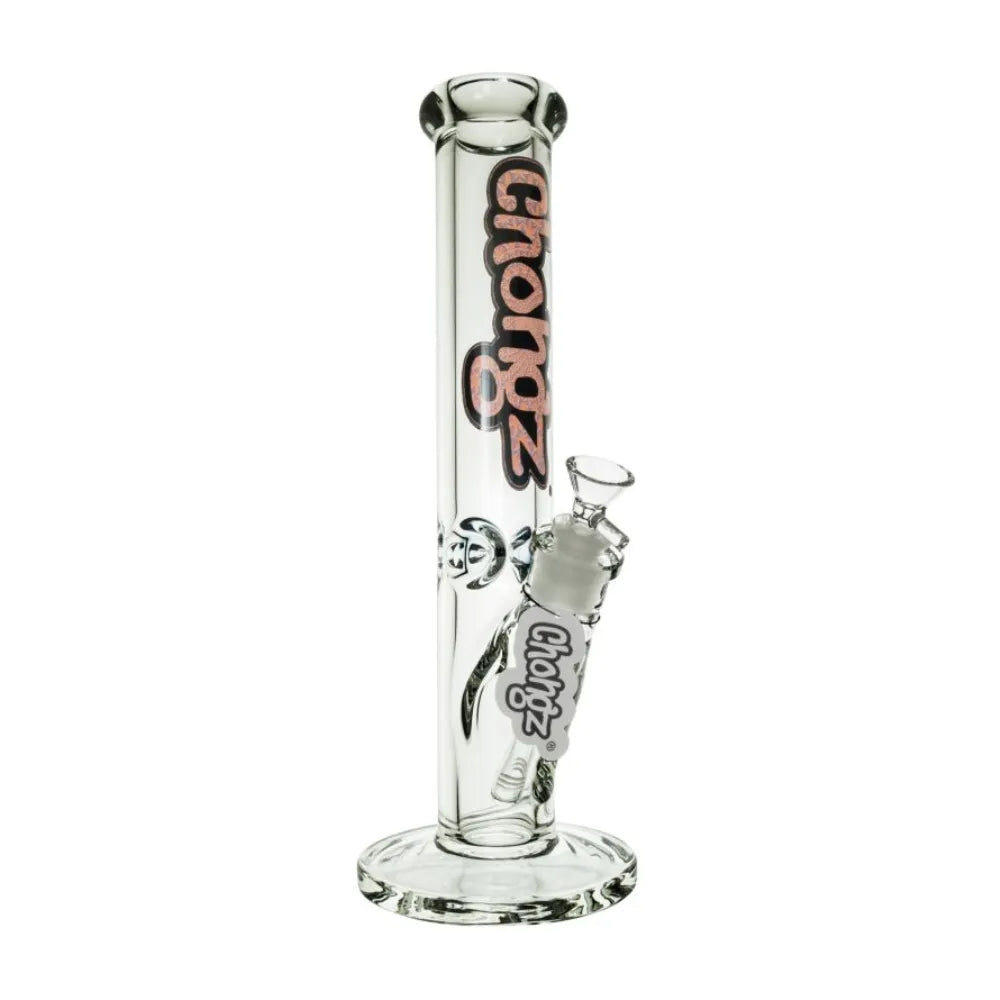Clear 30cm Chongz "Bully" glass waterpipe on a white background.