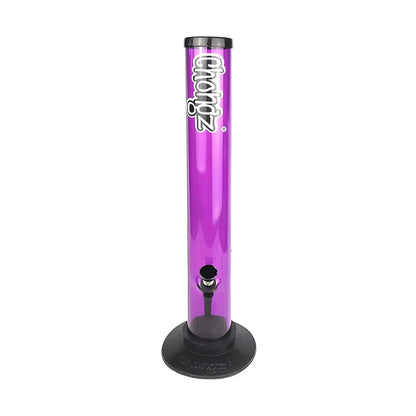 Chongz "Crapture" Purple straight bong with black base on a white background