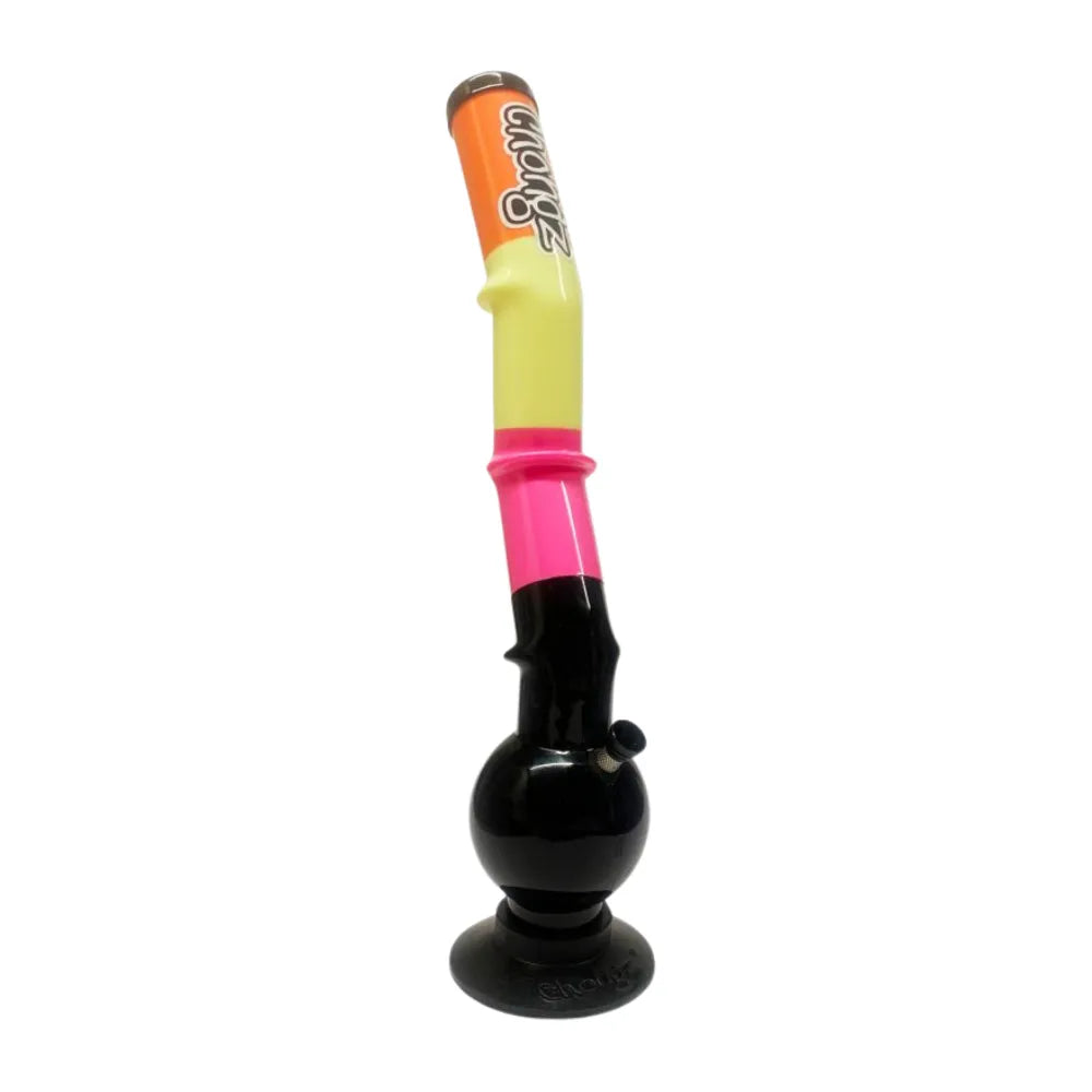 Colourful 45cm Chongz "Handsome Headstander" acrylic waterpipe on a white background.