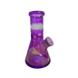 Purple glass beaker with ribbed design on a white background