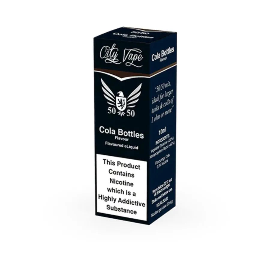 City Vape 50/50 Cola Bottles e-liquid packaging on a white background