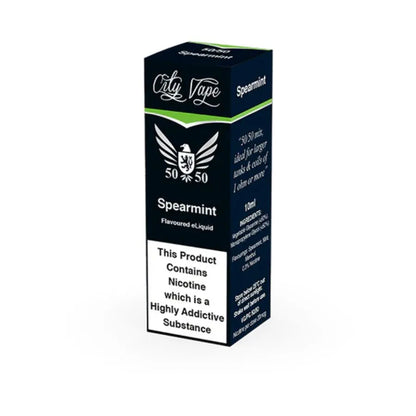 City Vape 50/50 Spearmint e-liquid packaging on a white background