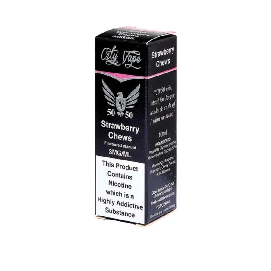 City Vape strawberry chews e-liquid packaging on a white background