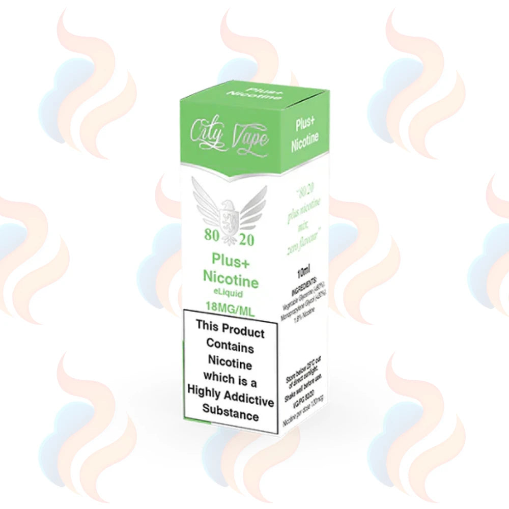 Cly Vape Plus+ Nicotine e-liquid packaging with nicotine warning label on a white background