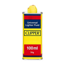 Clipper universal lighter fluid in a 100ml bottle packaging on a white background