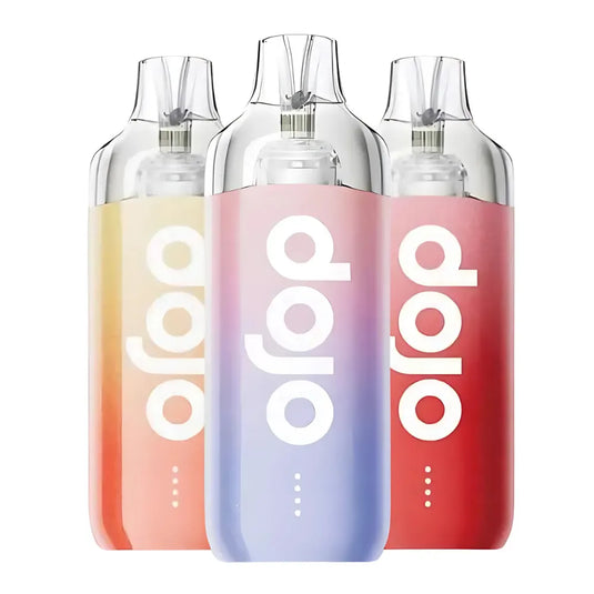 Three gradient vapes with 'dojo' branding on a white background