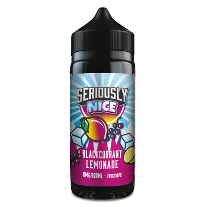 Bottle of Seriously Nice Blackcurrant Lemonade on a white background