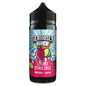 Vape juice bottle with colorful label featuring lychee citrus chill on a white background.