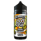 Bottle of Seriously Pod Fill e-liquid with banana mandarin on a white background