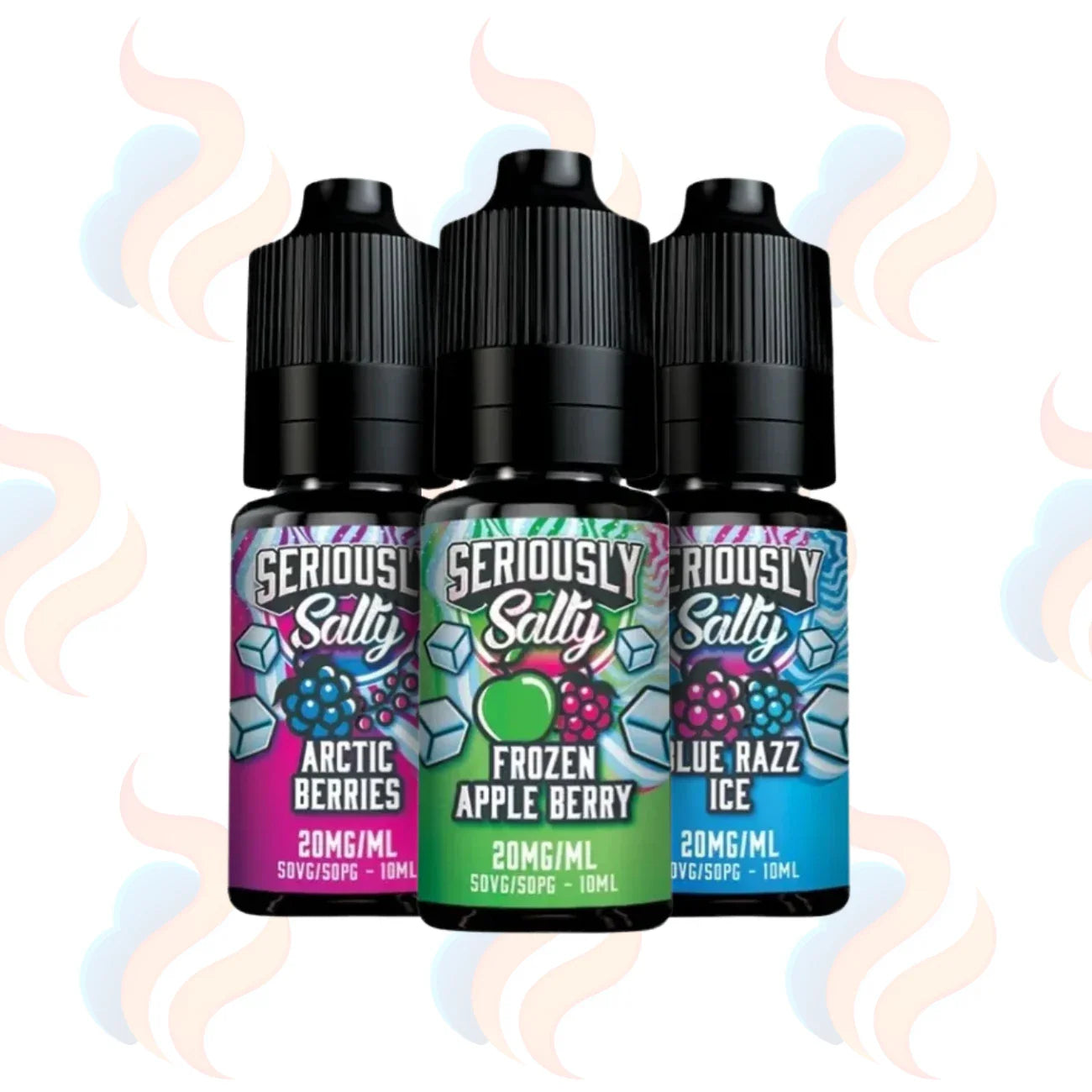Three Doozy Seriously Salty E-liquids on a white background with UK Vape Supply Logo