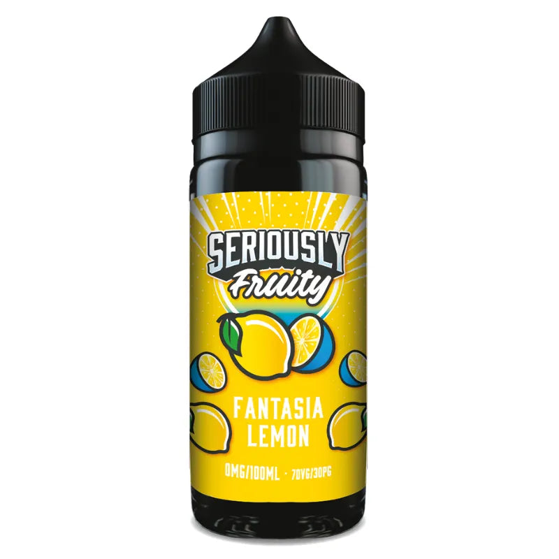 Seriously Fruity Fantasia Lemon vape juice bottle on a white background