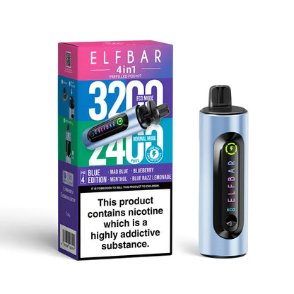 Elf Bar vape device and packaging on a white background