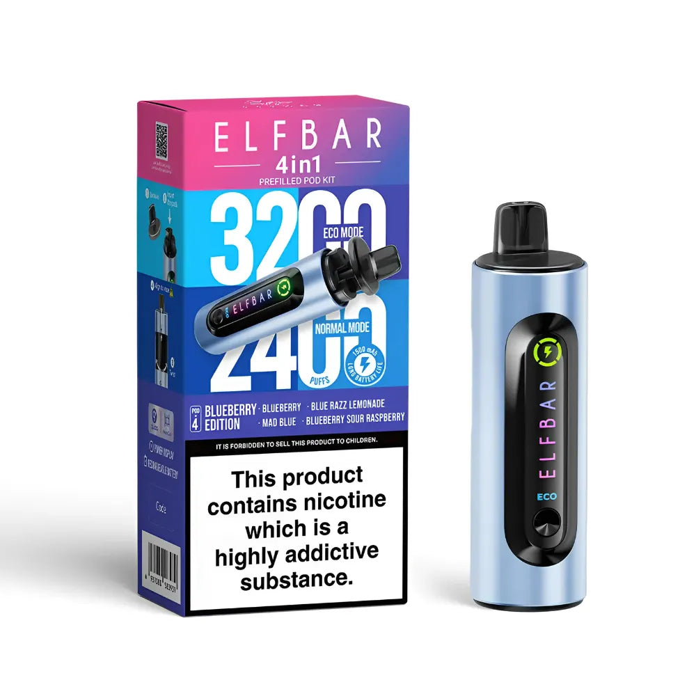 Elf Bar vape device and packaging on a white background